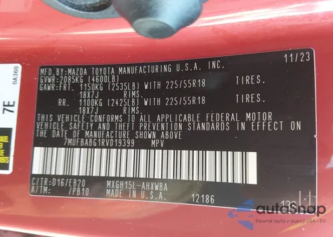 2024 Toyota Corolla Cross Hybrid Xse z USA, uszkodzony, nr VIN 7MUFBABG1RV019399